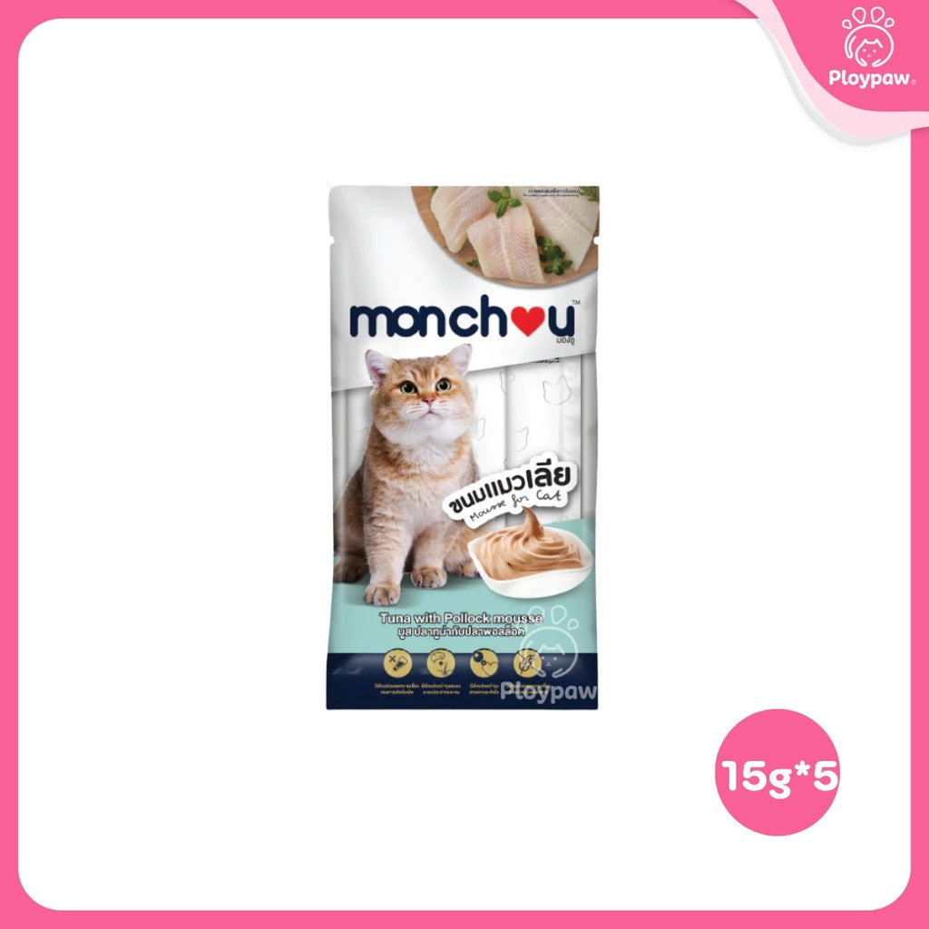[แพ็ค 5 ซอง] monchou มองชู ขนมแมวเลีย 15 กรัม