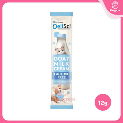 [ปลีก] DeliSci Goat Milk Cream ขนมแมวเลีย ครีมนมแพะ สำหรับสัตว์เลี้ยง 2 เดือนขึ้นไป แลคโตสฟรี ขนาด 12 กรัม