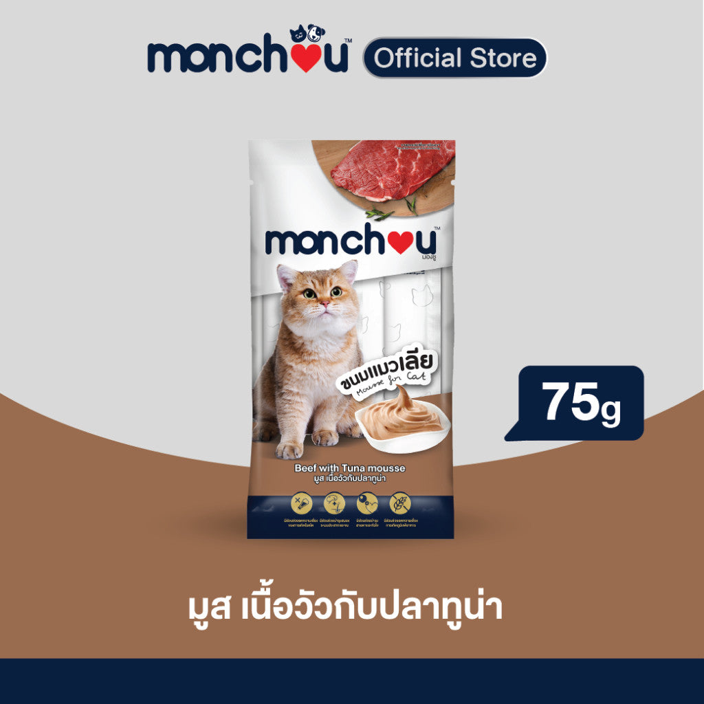 [แพ็ค 5 ซอง] monchou มองชู ขนมแมวเลีย 15 กรัม