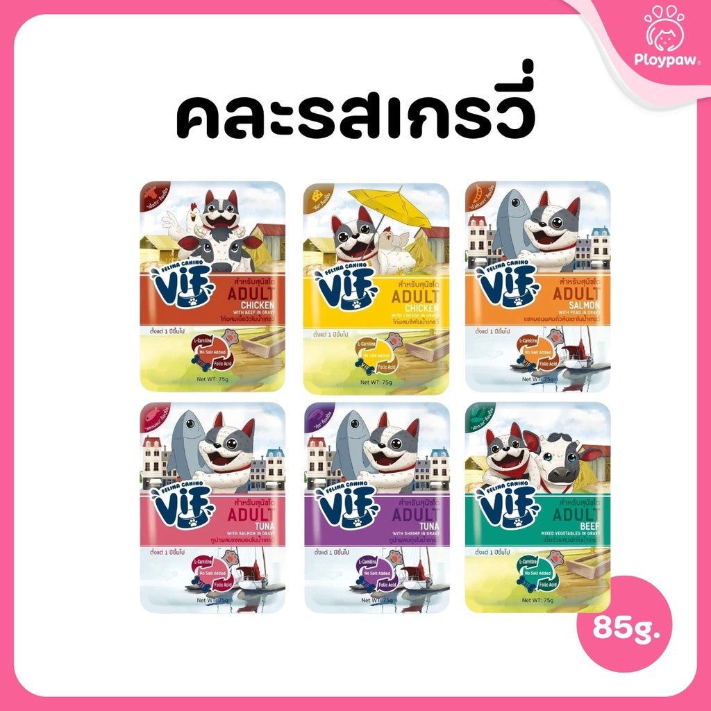 [ยกลัง 48 ซอง] VIF Felina Canino อาหารเปียกสุนัข วิฟ เกรดพรีเมี่ยม สำหรับสุนัขทุกวัย ขนาดซอง 75 กรัม