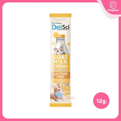 [ปลีก] DeliSci Goat Milk Cream ขนมแมวเลีย ครีมนมแพะ สำหรับสัตว์เลี้ยง 2 เดือนขึ้นไป แลคโตสฟรี ขนาด 12 กรัม