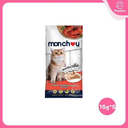 [แพ็ค 5 ซอง] monchou มองชู ขนมแมวเลีย 15 กรัม