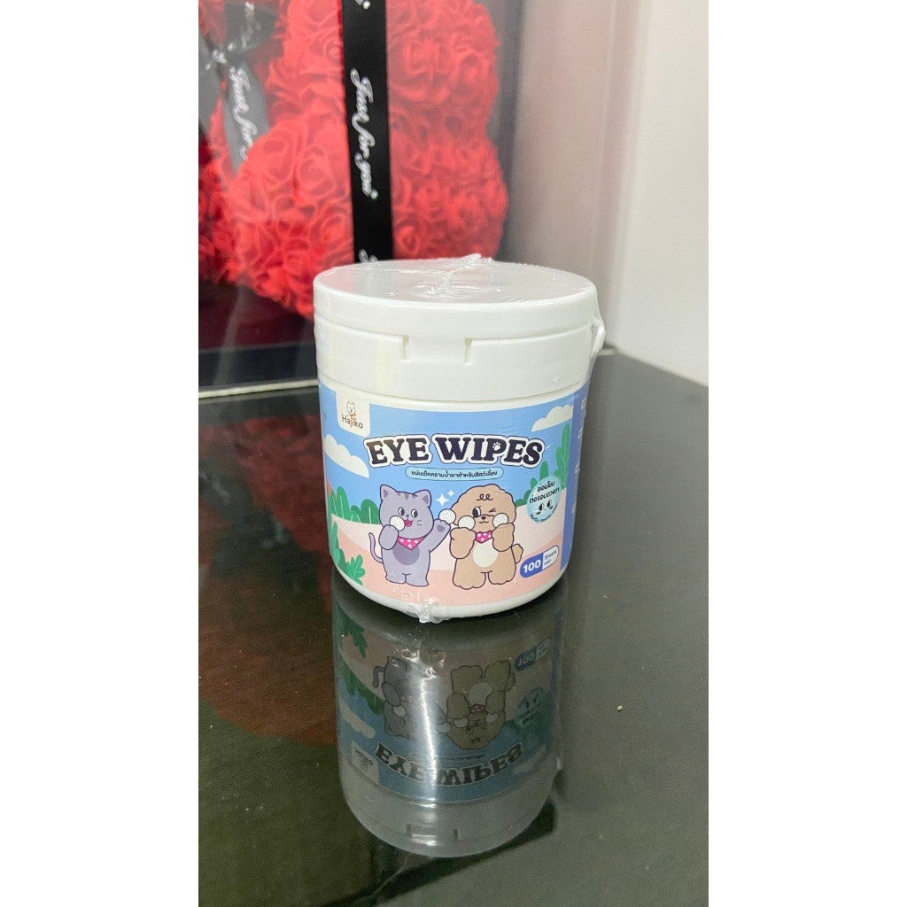 แผ่นเช็ดตา Hajiko EYE WIPES แผ่นเช็ดคราบน้ำตาสำหรับสัตว์เลี้ยง บรรจุ 100 แผ่น