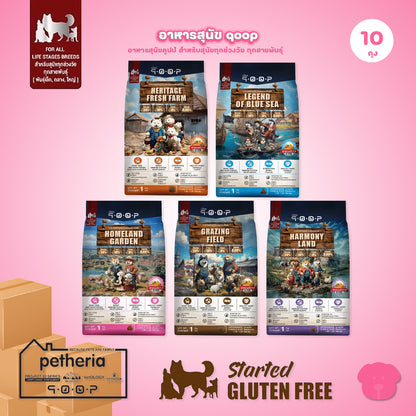 อาหารสุนัขคูปป์ qoop [ยกลัง 10 ถุง*1kg.] STARTED GLUTEN FREE สำหรับสุนัขทุกช่วงวัยขนาด 1 กก.(kg.)