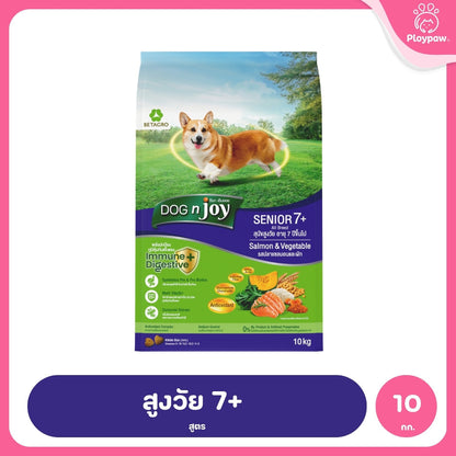 [8-10kg] DOG n joy ด็อก เอ็นจอย อาหารสุนัข Puppy Adult Small Breed ไก่ เนื้อ แซลมอน สำหรับลูกสุนัขและสุนัขโต ขนาด 8-10kg