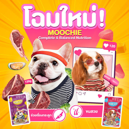 [ยกลัง 48 ซอง] Moochie Dog Food อาหารเปียกสุนัข สูตร Complete & Balanced สารอาหารครบถ้วน 120g