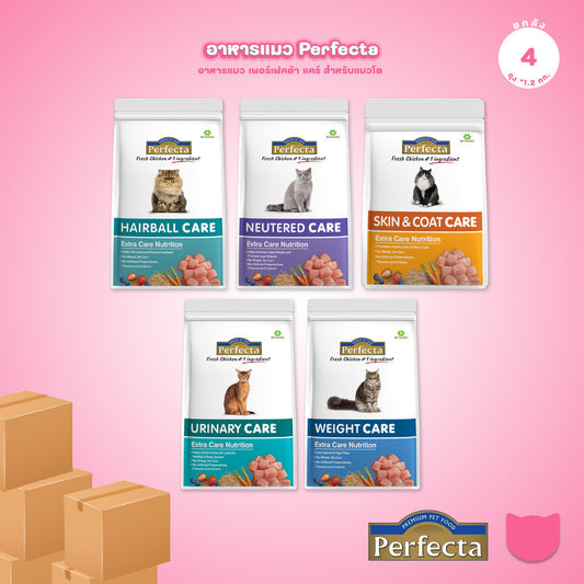 [ยกลัง 4*1.2kg.] Perfecta Care อาหารแมวโต เพอร์เฟคต้าแคร์ สูตรดูแลเฉพาะด้าน ขนาด 1.2 กก.