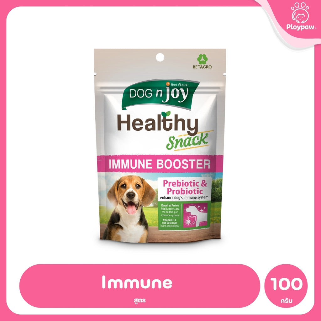 [1 ซอง] DOG n joy ด็อก เอ็นจอย ขนมสุนัข เสริมวิตามิน Healthy Snack สำหรับสุนัขทุกวัย ขนาด 100 กรัม
