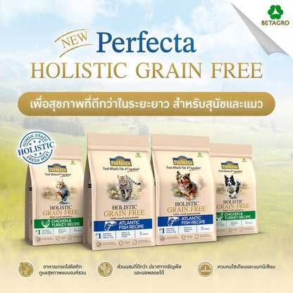 [ถุงแบ่ง 1kg] Perfecta Holistic Grain Free อาหารเม็ดแมว เกรดโฮลิสติก เกรนฟรี สูตร Chicken & Turkey / Atlantic Fish 1 กก.