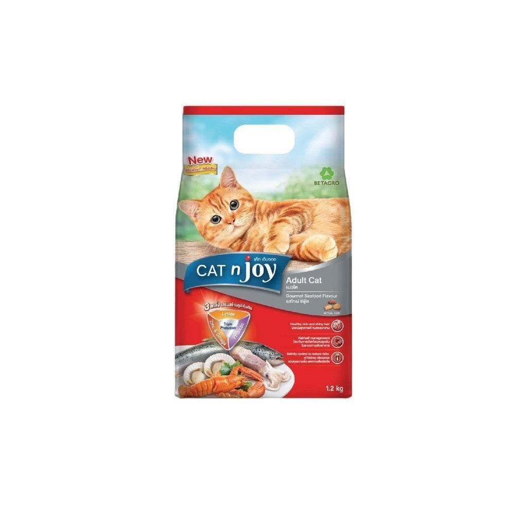 [แพ็ค 3*1.2Kg.] CAT n joy อาหารแมว แคทเอ็นจอย ชนิดเม็ด สูตรแมวโตและลูกแมว ปรตีนคุณภาพ กลิ่นหอม กินง่าย ขนาด 1.2 kg