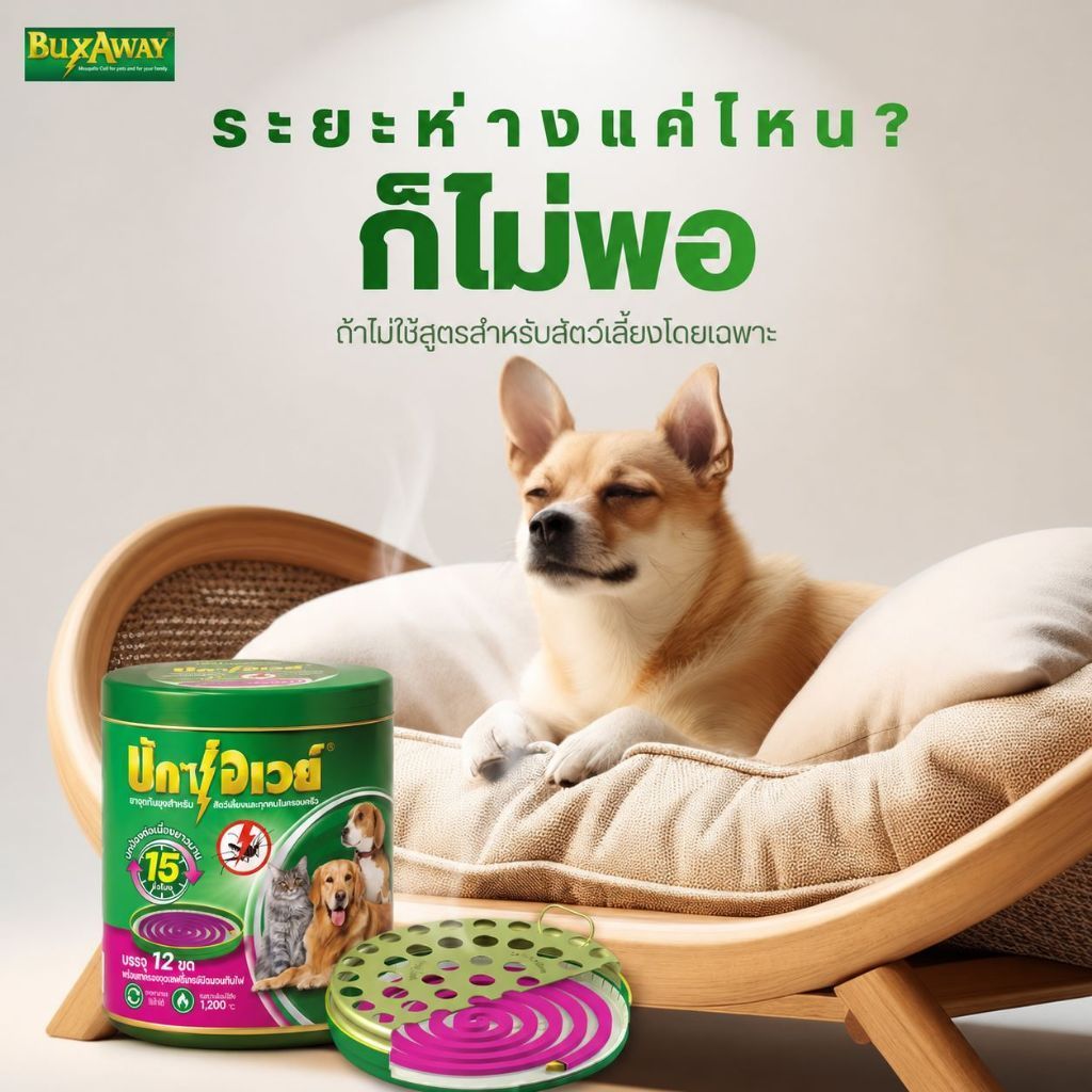 [พร้อมถาด 56 ขด] ยาจุดกันยุงสัตว์เลี้ยง BuxAway 56 ขด (รุ่นคุ้มค่า) พร้อมถาดรองจุดนิรภัย Safety Tray จำนวน 1 กระป๋อง