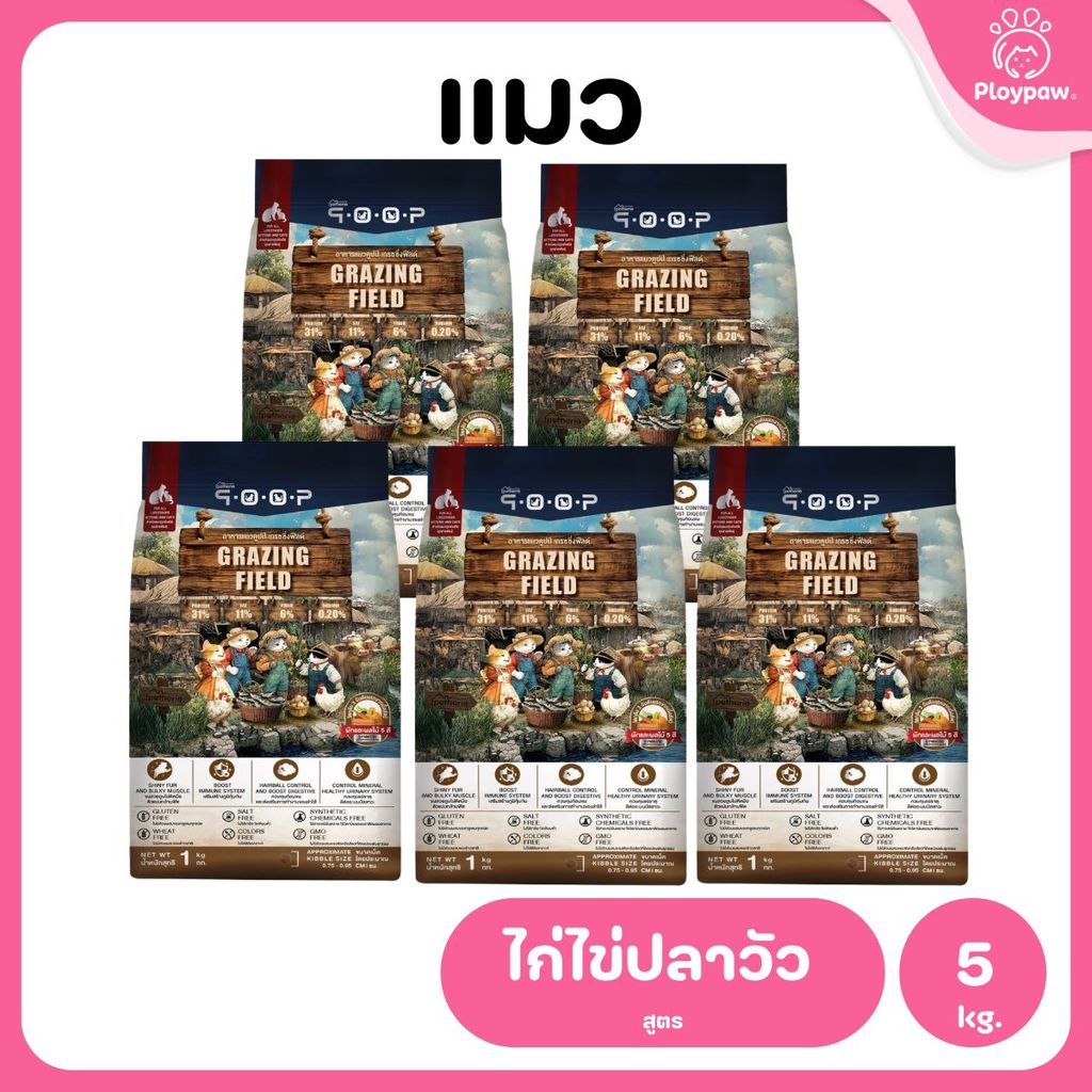 อาหารแมวคูปป์ qoop [แพ็ค 5 ถุง*1kg.] อาหารแมวคูปป์ STARTED GLUTEN FREE สำหรับแมวทุกช่วงวัย ขนาด 1 กก.