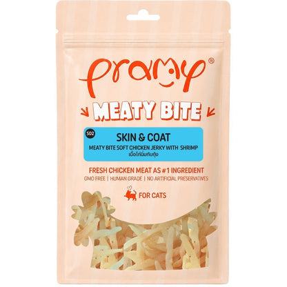 [1 ซอง] Pramy Meaty Bite ขนมแมวเนื้อนิ่ม สันในไก่แท้ โปรตีนสูง 40% Soft & Chewy ขนาด 30g มี 12 สูตร