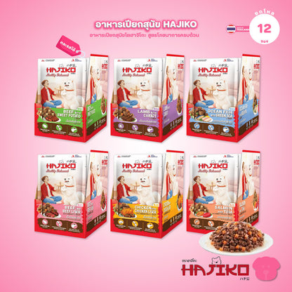 [ยกโหล 12 ซอง] HAJIKO Healthy Balanced อาหารเปียกสุนัข อาหารสุนัขโต Complete & Balanced เนื้อสัตว์จริง 130g จำนวน 12 ซอง