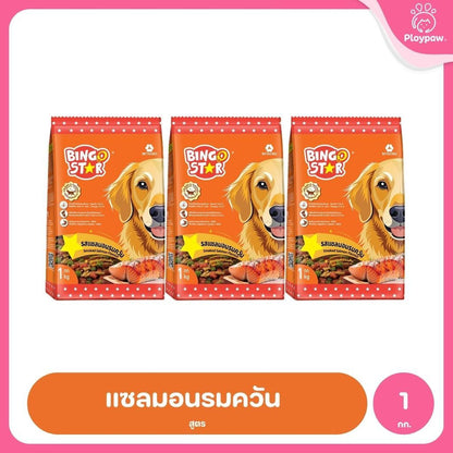 [แพ็ค 3*1 กก.] BingoStar อาหารสุนัขโต 1kg เม็ดรูปดาว โปรตีนจากปลา มี Synbiotic โอเมก้า 3&6 สำหรับสุนัขอายุ 1 ปีขึ้นไป
