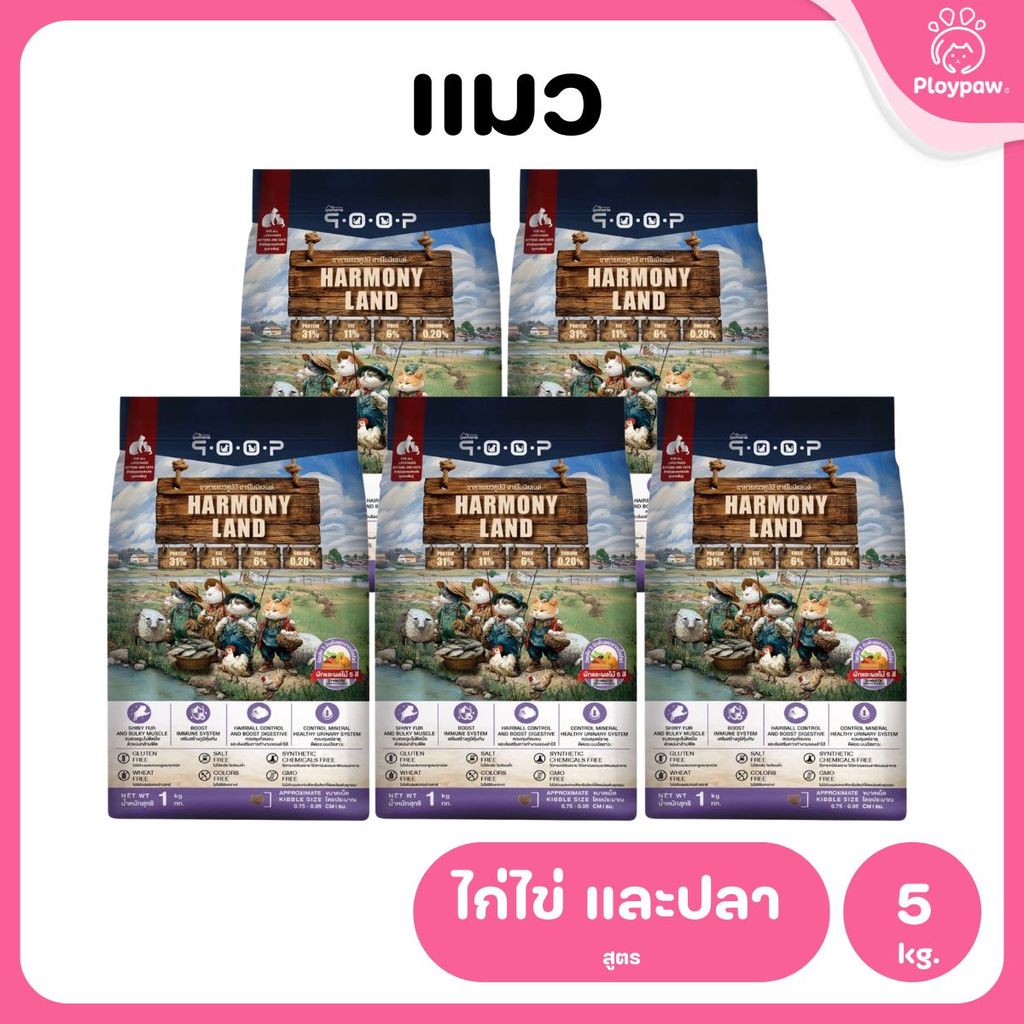 อาหารแมวคูปป์ qoop [แพ็ค 5 ถุง*1kg.] อาหารแมวคูปป์ STARTED GLUTEN FREE สำหรับแมวทุกช่วงวัย ขนาด 1 กก.