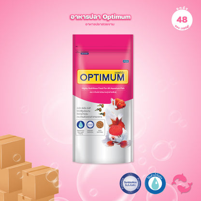 [ยกลัง 48*100g] Optimum อาหารปลาสวยงาม Tropical Fish สูตร Synbiotic เร่งสี น้ำใส สำหรับปลาสวยงามทุกสายพันธุ์ ขนาด 100g