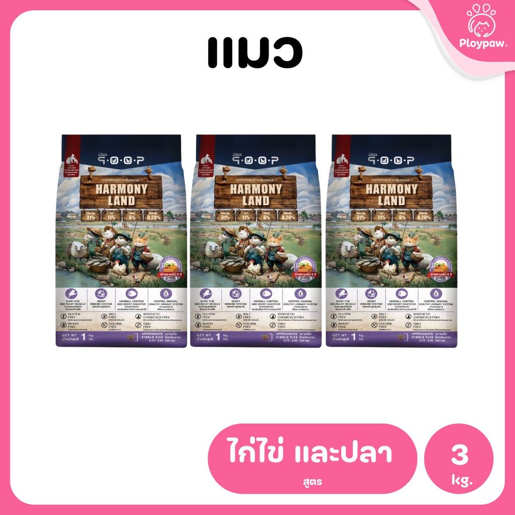 อาหารแมวคูปป์ qoop [แพ็ค 3 ถุง*1kg.] อาหารแมวคูปป์ STARTED GLUTEN FREE สำหรับแมวทุกช่วงวัย ขนาด 1 กก.