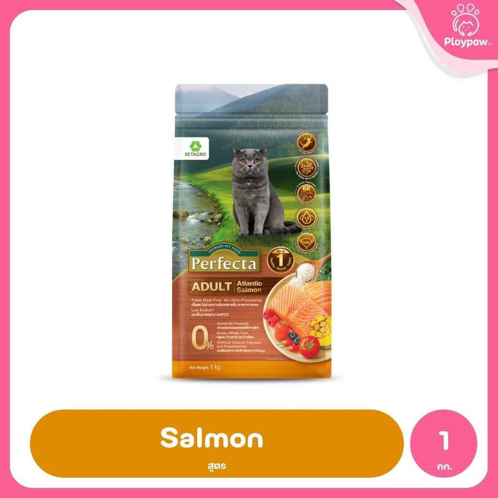 [1kg] Perfecta Wellness อาหารแมว สูตรพรีเมียม Fresh Meat ดูแลผิว ขน และระบบย่อย สำหรับแมวโต ขนาด 1kg