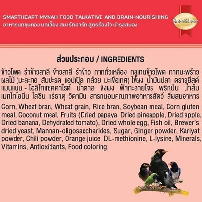 [ยกกระสอบ 20*1kg] อาหารนก SmartHeart สมาร์ทฮาร์ท อาหารนกขุนทอง นกเอี้ยง สูตรขนสวยเงางาม สูตรร้องไว สำหรับนก 1kg