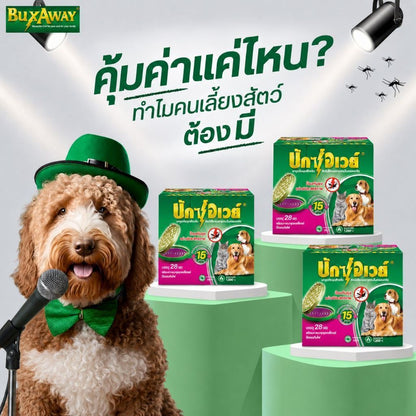 [พร้อมถาด 28 ขด] ยาจุดกันยุงสำหรับสัตว์เลี้ยง BuxAway  บรรจุ 28 ขด (รุ่นประหยัด) พร้อมถาดรองจุดนิรภัย Safety Tray