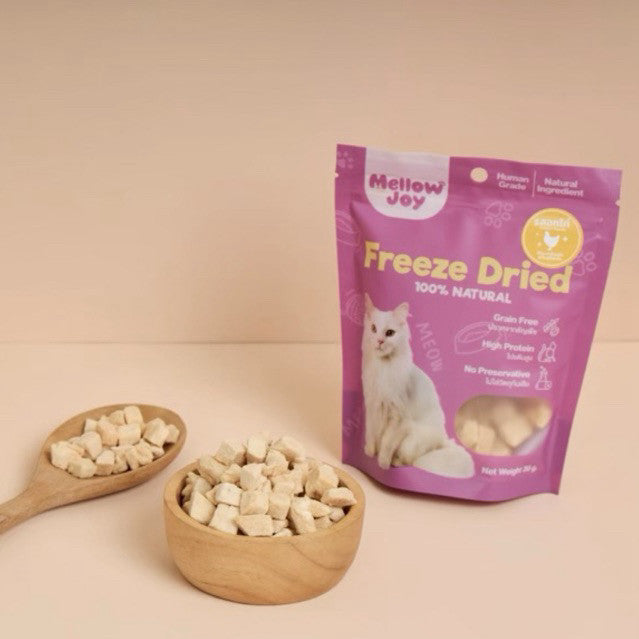 [20g] MellowJoy เมลโลว์จอย ขนมแมว ฟรีซดราย Human Grade อกไก่ ตับวัว ปลาไข่ แซลมอน