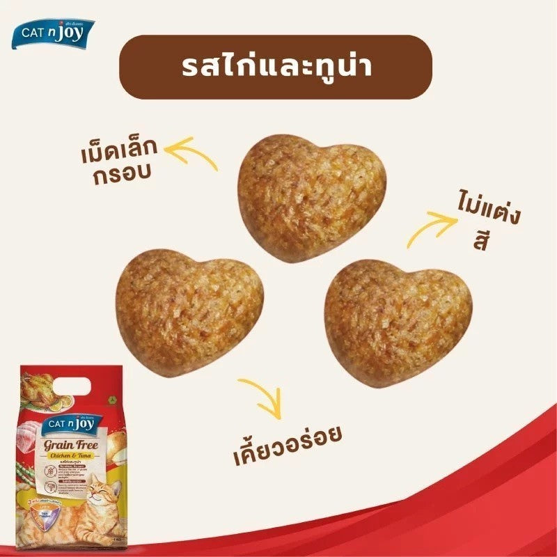 [2.5 Kg.] CAT n joy Grain Free อาหารแมวโต สูตรเกรนฟรี ลดความเสี่ยงการแพ้อาหาร เม็ดเล็ก ขนาด 2.5 kg