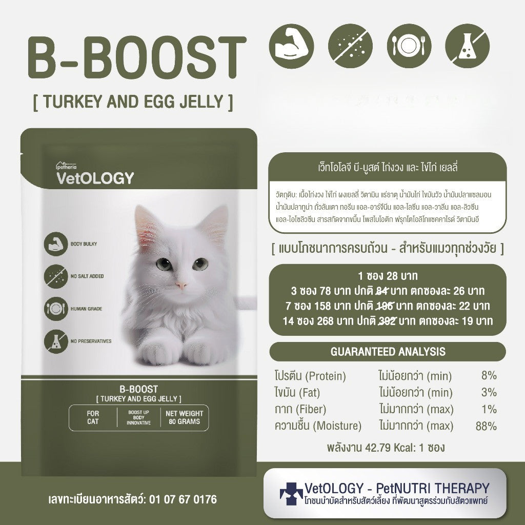 VetOLOGY [1 ซอง] Petheria อาหารเปียกสำหรับแมว เหมาะกับทุกช่วงวัย ขนาดซอง 80g