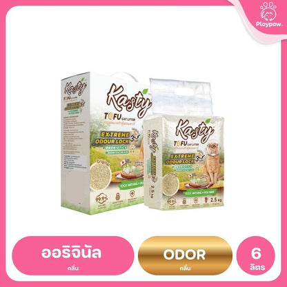[6 ลิตร] Kasty ทรายแมวเต้าหู้ ฝุ่นน้อย จับก้อนไว ดับกลิ่นดี ทิ้งชักโครกได้ ทรายแมวธรรมชาติ