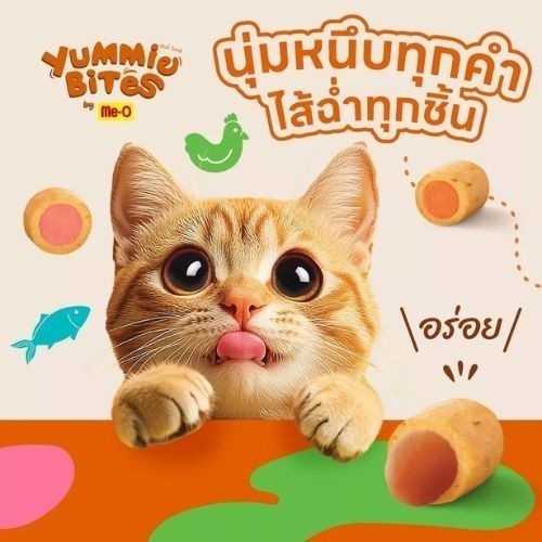 ขนมแมวนิ่มมีโอ [10 กรัม] Me-O Yummie Bites ฝึกแมว ขนมแมวนุ่มหนึบ สอดไส้ครีม ขนาด 30 กรัม