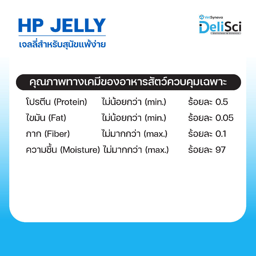 ขนมสุนัขเดลิซายน์ [1 ซอง] DeliSci HP Jelly เจลลี่สำหรับสุนัขแพ้ง่าย โปรตีนจากกุ้งไฮโดรไลซ์ ขนาดซอง 12 กรัม