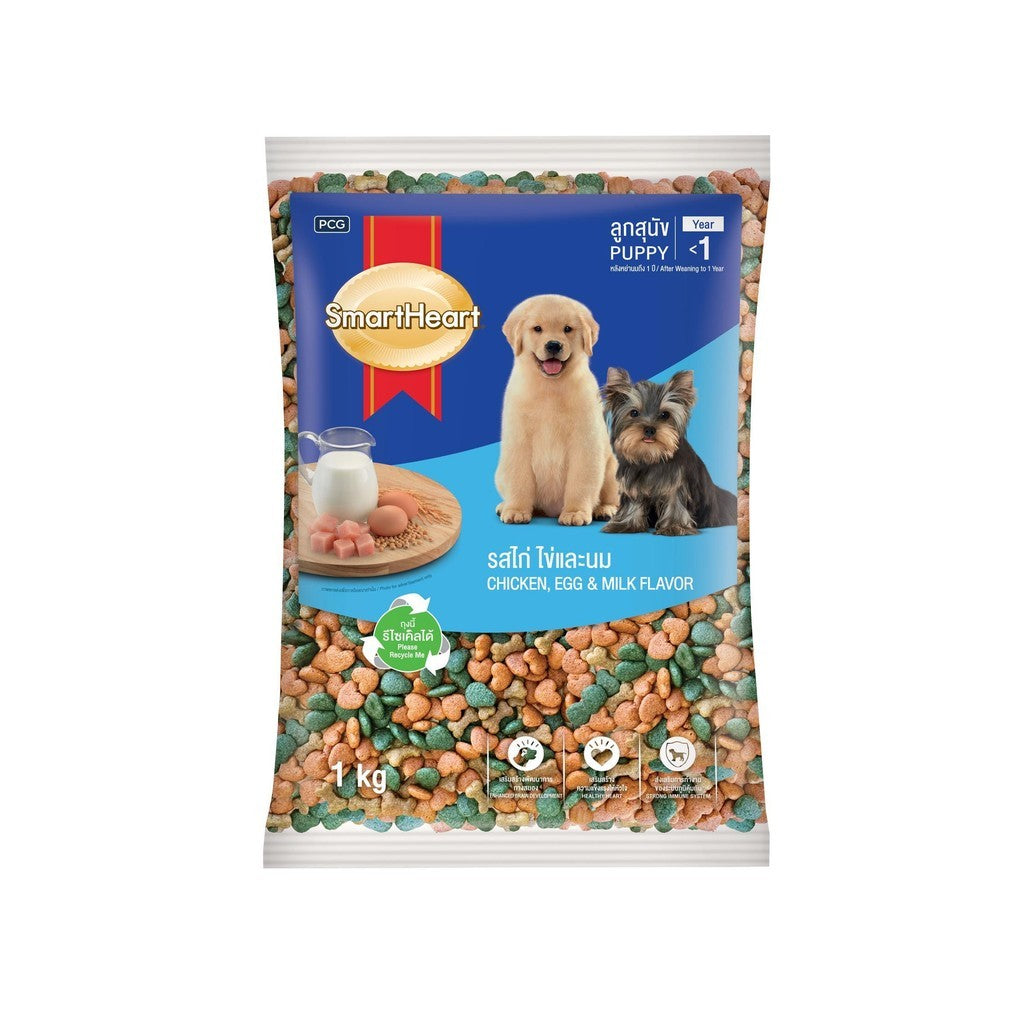 [ถุงแบ่ง 1 กก.] SmartHeart Dog Food อาหารเม็ดสำหรับสุนัข สมาร์ทฮาร์ท สำหรับลูกสุนัข สุนัขโต ถุงแพ็คเกจจากโรงงาน