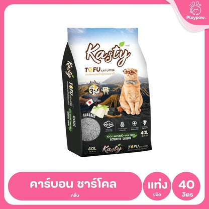 [40 ลิตร] Kasty ทรายแมวเต้าหู้ ฝุ่นน้อย จับก้อนไว ดับกลิ่นดี ทิ้งชักโครกได้ ทรายแมวธรรมชาติ ขนาด 40 ลิตร