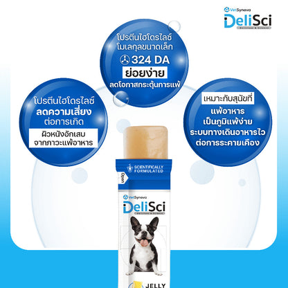 ขนมสุนัขเดลิซายน์ [1 ซอง] DeliSci HP Jelly เจลลี่สำหรับสุนัขแพ้ง่าย โปรตีนจากกุ้งไฮโดรไลซ์ ขนาดซอง 12 กรัม