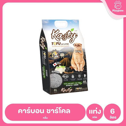 [6 ลิตร] Kasty ทรายแมวเต้าหู้ ฝุ่นน้อย จับก้อนไว ดับกลิ่นดี ทิ้งชักโครกได้ ทรายแมวธรรมชาติ
