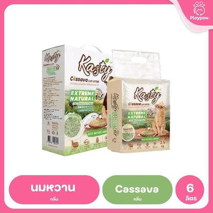 [6 ลิตร] Kasty ทรายแมวเต้าหู้ ฝุ่นน้อย จับก้อนไว ดับกลิ่นดี ทิ้งชักโครกได้ ทรายแมวธรรมชาติ