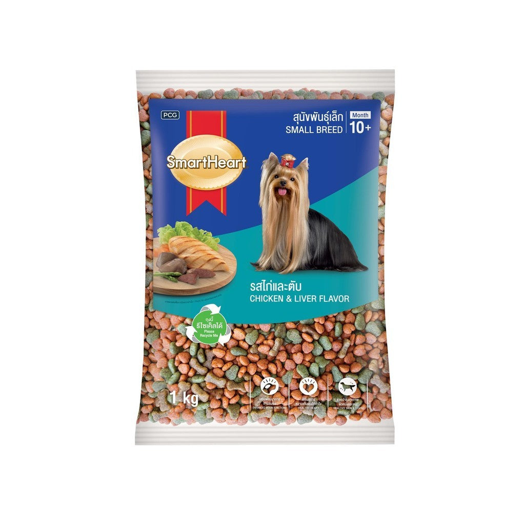 [ถุงแบ่ง 1 กก.] SmartHeart Dog Food อาหารเม็ดสำหรับสุนัข สมาร์ทฮาร์ท สำหรับลูกสุนัข สุนัขโต ถุงแพ็คเกจจากโรงงาน
