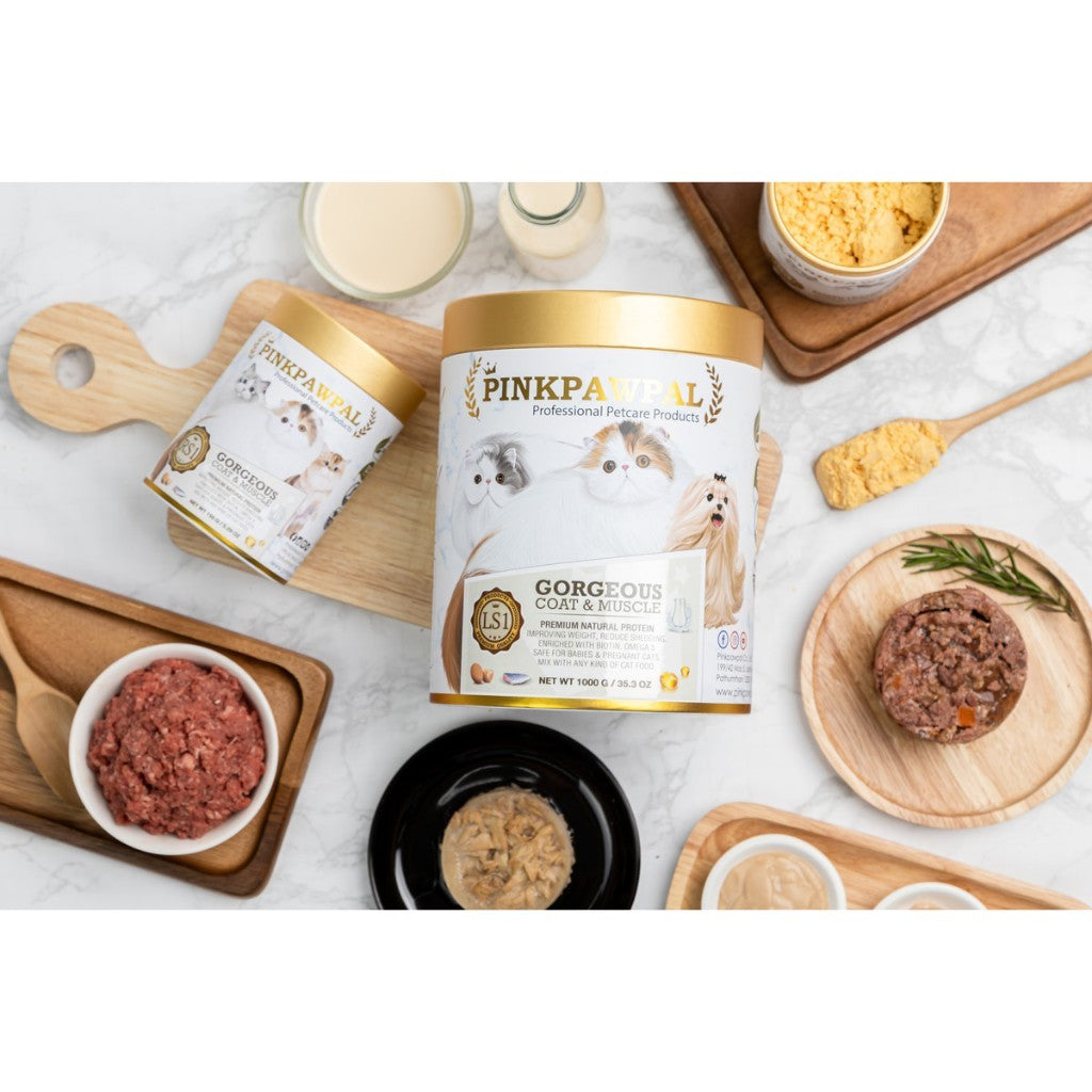 Pinkpawpal ผงโปรตีน เพิ่มน้ำหนัก บำรุงขนและกล้ามเนื้อ ขนาด 150g (Coat and Muscles Supplement)