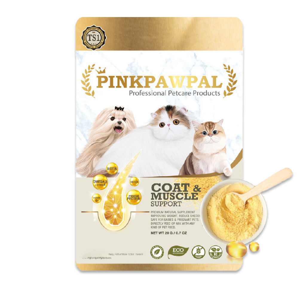[20g] Pinkpawpal อาหารเสริมแมว ผงโรยอาหาร เพิ่มน้ำหนัก บำรุงขนและกล้ามเนื้อ โปรตีนพรีเมียม แมวโตและลูกแมว ขนาดทดลอง 20g