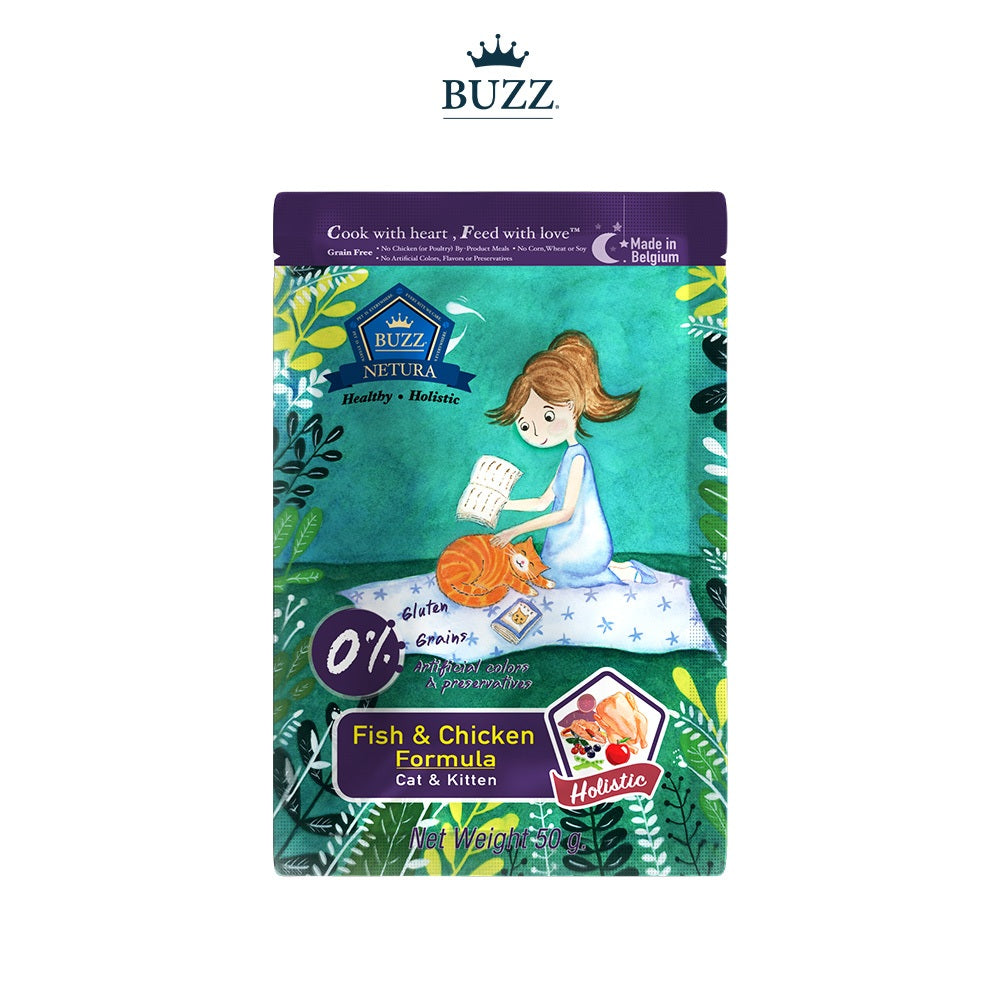 [ขนาดทดลอง] BUZZ Netura Sampling อาหารแมวพรีเมียมโฮลิสติก-เกรนฟรี สินค้าขนาดทดลอง - 50 กรัม
