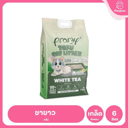 [6 ลิตร] Pramy ทรายแมวเต้าหู้ Dust Free 99% จับตัวเร็ว 1 วิ ทิ้งชักโครกได้ ทรายแมวไร้ฝุ่น โปรไบโอติก 6L 8 กลิ่น (Tofu)