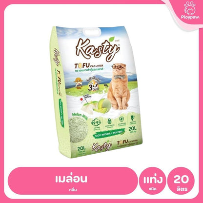 [20 ลิตร] Kasty ทรายแมวเต้าหู้ ฝุ่นน้อย จับก้อนไว ดับกลิ่นดี ทิ้งชักโครกได้ ทรายแมวธรรมชาติ