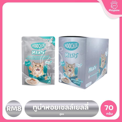 [ยกโหล 12 ซอง] อาหารเปียกแมวมูชี่ Moochie Pouch เพาซ์ โภชนาการครบถ้วน สำหรับแมวเด็ก แมวโต แมวสูงวัย ขนาด 70 กรัม(g.)